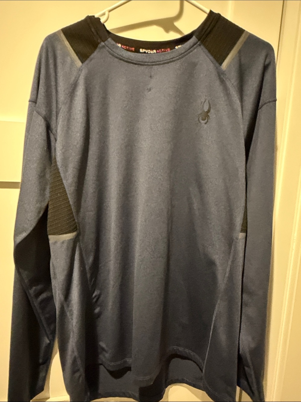 Spyder Men's Long-Sleeve Navy and Black Performance Top